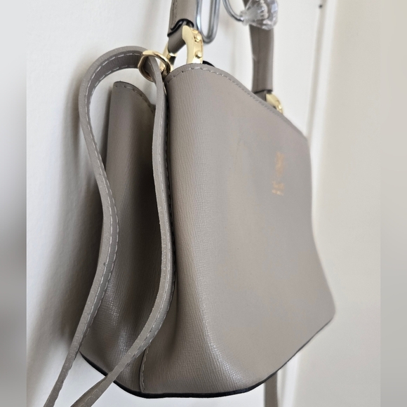 Vera Pelle Italy Leather Grey Hand Shoulder Bag EUC - Picture 4 of 7